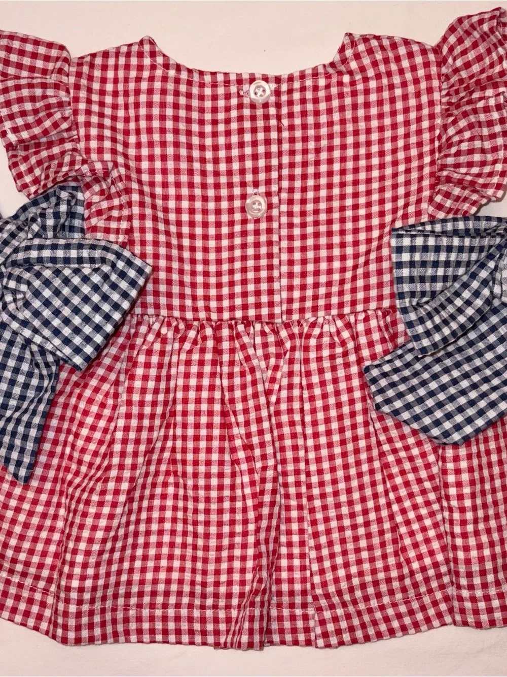 Cecil and Lou fully lined red/navy Seersucker Diaper Set sz 9 months NWT